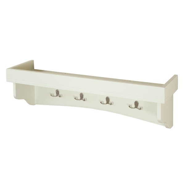 Alaterre Furniture Shaker Cottage Coat Hooks with Tray Shelf, Ivory ASCA09IV - main